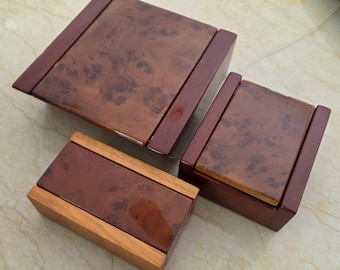 EXECUTIVE COLLECTION Burl & Hardwood Jewelry Box Display Assortment