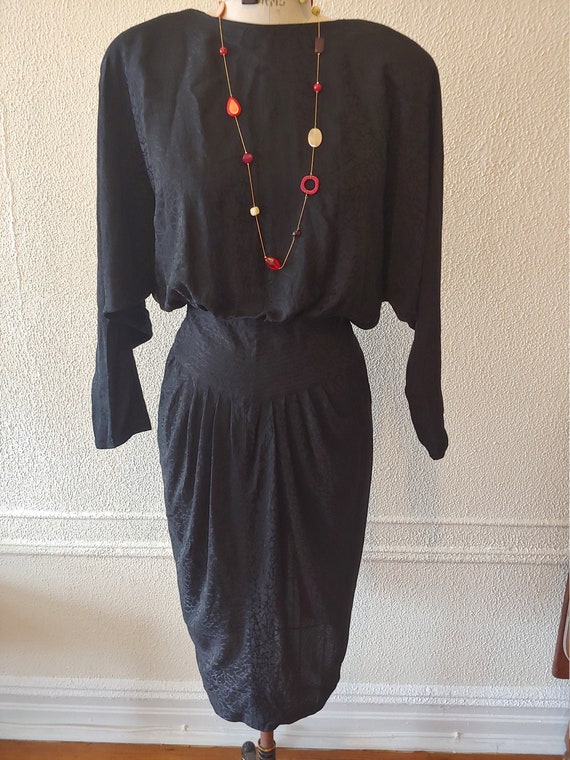 Vintage 1980's 100% Silk Black Dress by Parapherna