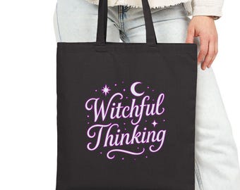 Vintage-Inspired Cottagecore Witch Tote: Eco-Friendly Academia Market Bag for Halloween & Daily Use