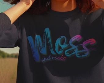 Witchy Cottagecore Moss & Rocks Sweatshirt - Nature Forest Grove Magical Boho Cozy Unisex Crewneck