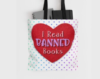 I Read Banned Books, Teacher Librarian Student Gift, Canvas Tote Bag