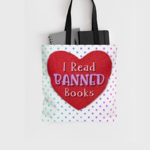 I Read Banned Books, Teacher Librarian Student Gift, Canvas Tote Bag