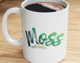 Moss and Rocks Cottagecore Mug | Goblincore Witchy Green Gradient Cup
