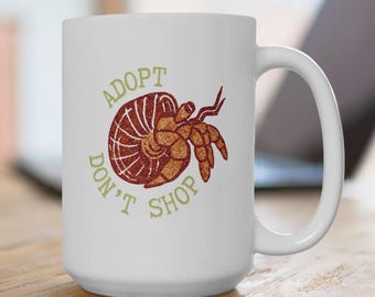 Adopt Don't Shop Hermit Crab Mug Vintage Aesthetic Ceramic Coffee Cup