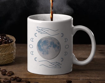 Boho Moon Cycle Coffee Mug, Witchcraft Gift