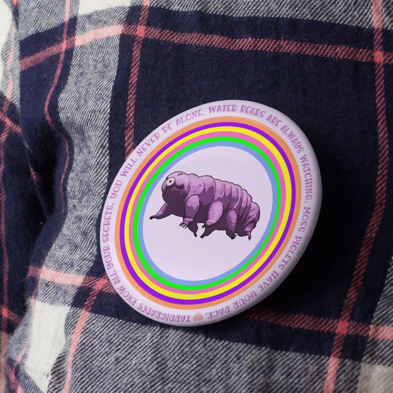 Tardigrade Pin Water Bear Microbiologist Gift Pinback Buttons Science Badge Three Sizes