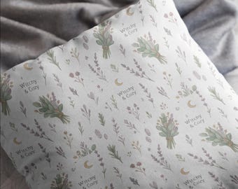 Witchy Floral Herb Pillow: Cozy Pastel Decor for Homebodies, Housewarming & Holiday Gifts