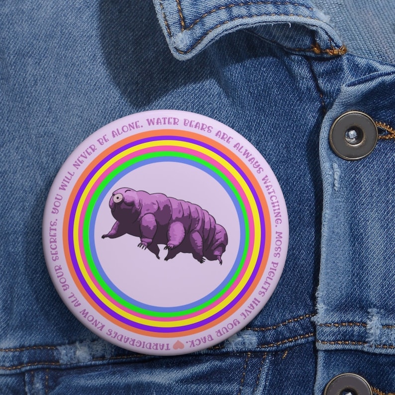 Tardigrade Pin Water Bear Microbiologist Gift Pinback Buttons Science Badge Three Sizes