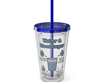 Diabetic Sunsplash Tumbler for Blood Sugar Support Hydration Reminder BPA Free Cup with Straw