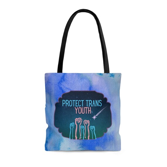 Protect Trans Youth Tote Bag, LGBTQ Pride Activist Bag