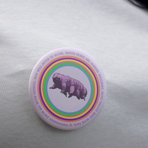 Tardigrade Pin Water Bear Microbiologist Gift Pinback Buttons Science Badge Three Sizes