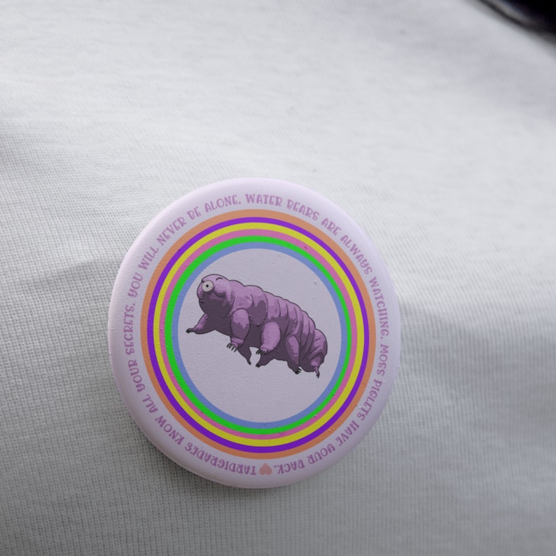 Tardigrade Pin Water Bear Microbiologist Gift Pinback Buttons Science Badge Three Sizes
