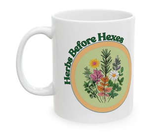 Herbs Before Hexes Mug: Witchy Cottagecore Coffee Cup