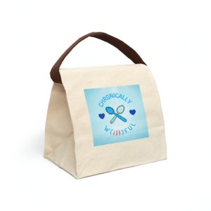 Chronische Krankheit Geschenk, Spoonie Geschenk, Schulanfang, die Löffel-Theorie, unsichtbare Krankheit Hellblau Design Canvas Lunch Bag mit Riemen