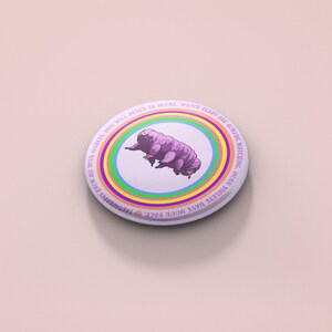 Tardigrade Pin Water Bear Microbiologist Gift Pinback Buttons Science Badge Three Sizes