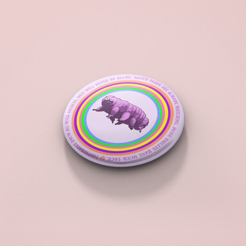 Tardigrade Pin Water Bear Microbiologist Gift Pinback Buttons Science Badge Three Sizes