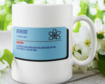 Taza de café con definición de ateo: regalo con humor sin Dios