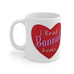 I Read Banned Books Ceramic Mug Literary Gift Book Lover
