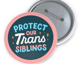 Protege a los hermanos trans, pin de los derechos de las personas transgénero, botón del orgullo, insignia de la bandera trans