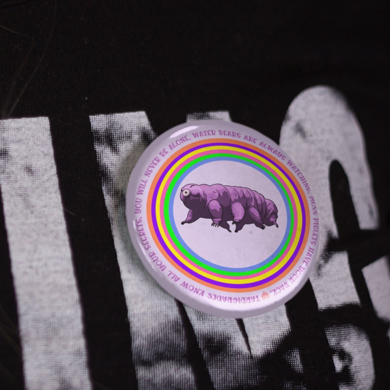 Tardigrade Pin Water Bear Microbiologist Gift Pinback Buttons Science Badge Three Sizes