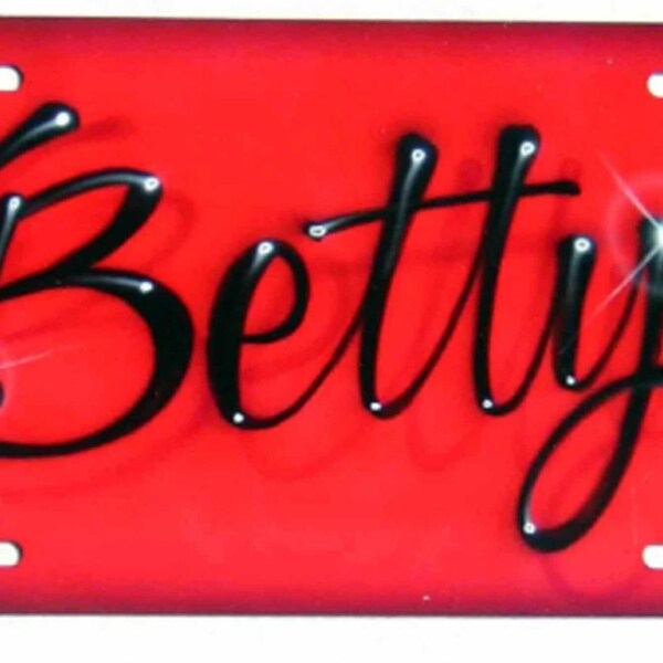 Airbrush Name Design / Custom/ Front License Plate for Car / Solid Color Background /Hand-Painted