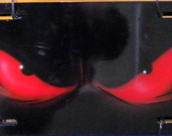 Custom Airbrushed Front License Plate Ominous Eyes Mean Looking Car Accessory Gift