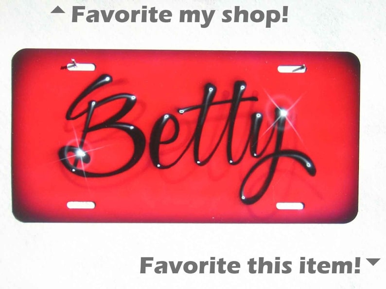 Airbrush Front License Plate Name Script Personalized Car Tag Gift for Her Custom Airbrushed Front License Plate Car Gift for His Car image 1