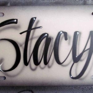 Airbrush Front License Plate Name Script Personalized Car Tag Gift for Her Custom Airbrushed Front License Plate Car Gift for His Car Gray