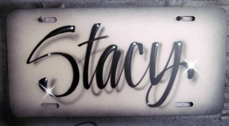 Airbrush Front License Plate Name Script Personalized Car Tag Gift for Her Custom Airbrushed Front License Plate Car Gift for His Car Gray