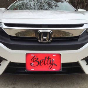Airbrush Front License Plate Name Script Personalized Car Tag Gift for Her Custom Airbrushed Front License Plate Car Gift for His Car image 2
