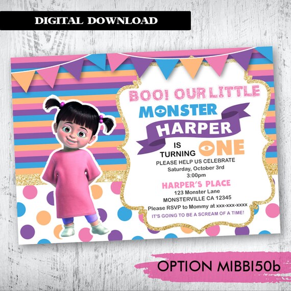 Monsters Inc Invitation Monsters Inc Boo Birthday Etsy