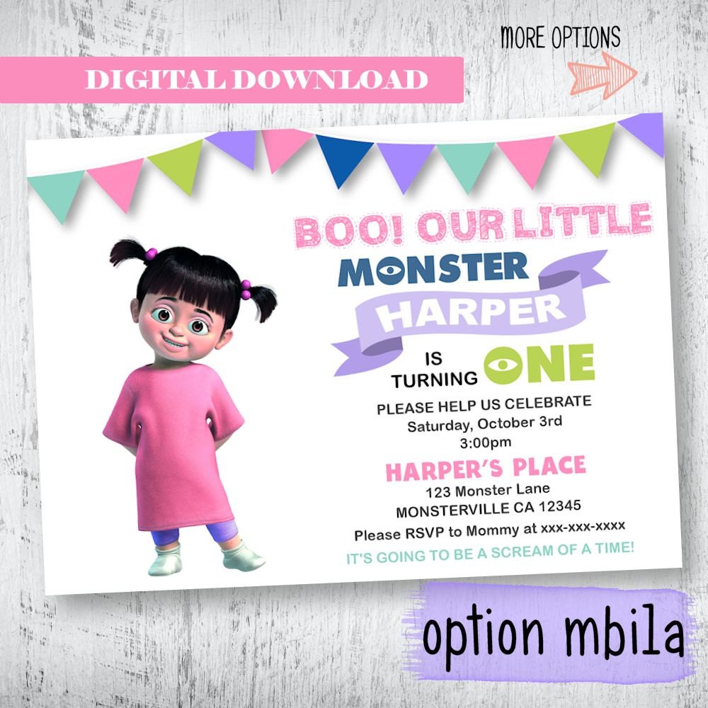 Monsters Inc Invitation Monsters Inc Boo Birthday Etsy