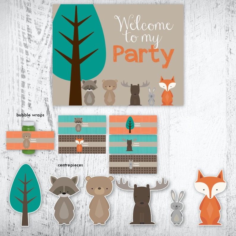 Woodland Forest Friends Party Printables Forest Friends | Etsy