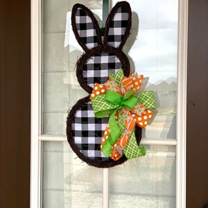 Bunny door hanger,Easter door hanger,spring door hanger,bunny grapevine wreath,farmhouse bunny,Easter wall decor,bunny wreath,bunny decor image 9