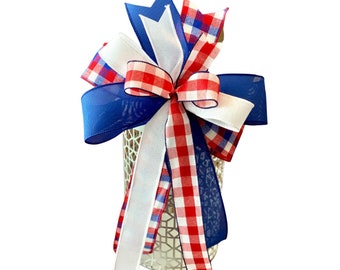 Bow for wreath,patriotic wreath bow,patriotic lantern bow, patriotic mailbox bow,patriotic ribbon bow,large patriotic bow,4th of July bow