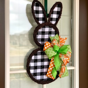 Bunny door hanger,Easter door hanger,spring door hanger,bunny grapevine wreath,farmhouse bunny,Easter wall decor,bunny wreath,bunny decor image 8