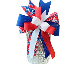 Bow for wreath,patriotic wreath bow,patriotic lantern bow, patriotic mailbox bow,patriotic ribbon bow,large patriotic bow,4th of July bow