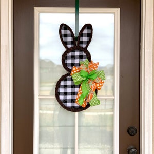 Bunny door hanger,Easter door hanger,spring door hanger,bunny grapevine wreath,farmhouse bunny,Easter wall decor,bunny wreath,bunny decor image 6