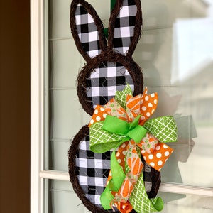 Bunny door hanger,Easter door hanger,spring door hanger,bunny grapevine wreath,farmhouse bunny,Easter wall decor,bunny wreath,bunny decor image 5