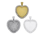 25mm 1 inch 1 Heart Rhinestones Claw Pendant Tray Blank Cameo Cabochon Base Setting fit 25mm 1 inch 1 quot Heart Cabochon 10 PCS M081