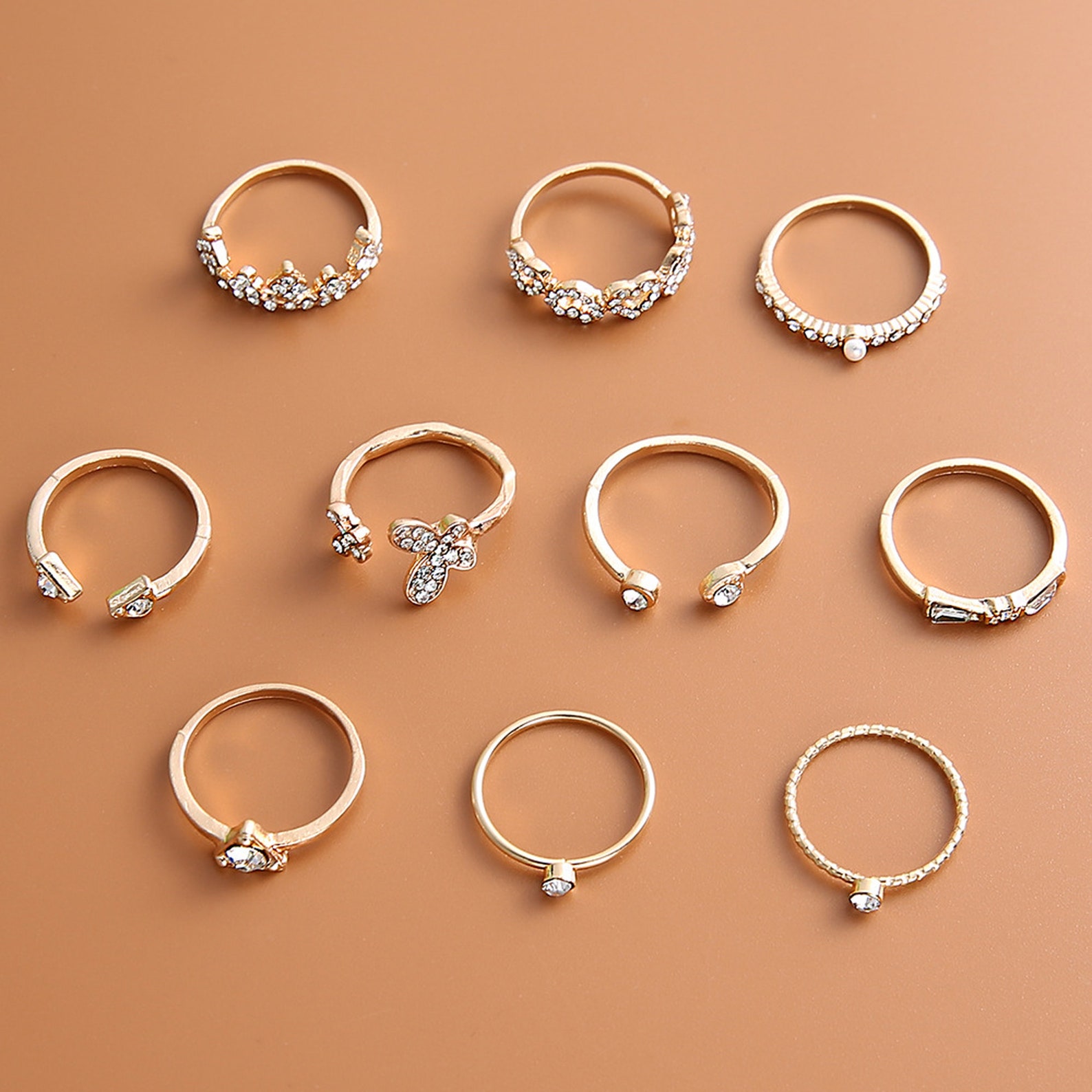 10 Piece Unique Rings Heart Boho Ring Set Bohemian Ring Set Etsy