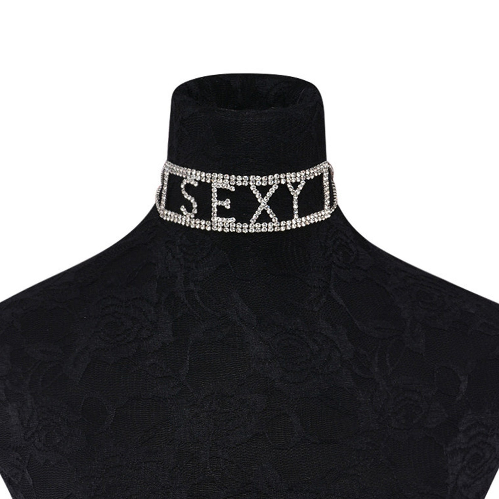 Sexy Word Rhinestone Crystal Choker Necklace Fashion Etsy