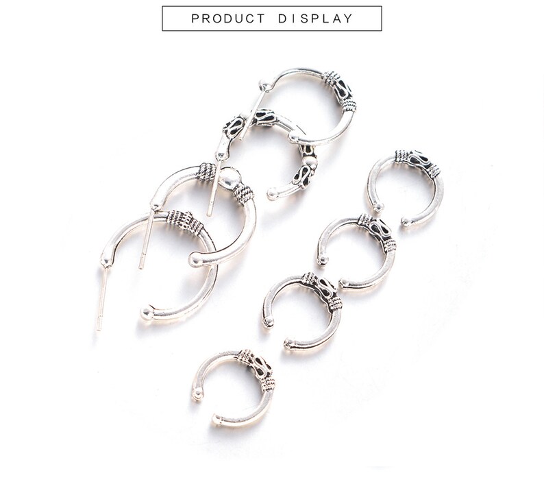 Cartilage Ear Cuff Ear Wrap,Earcuff Earrings 8 Piece Unique Retro C Clip Ear Piercing Bohemian Earrings Set Bohe Earrings Set