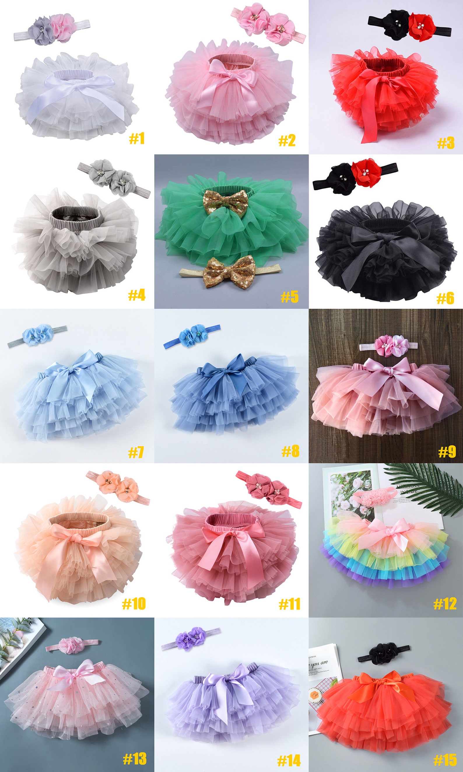 Baby Girls Tutu Skirt Headband Set Toddler Ruffle Tulle Diaper Etsy