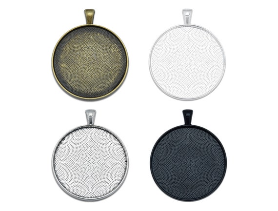 20Pcs 38mm Round Bezel Cameo Cabochon Zinc Alloy Pendant Trays Blank Bases
