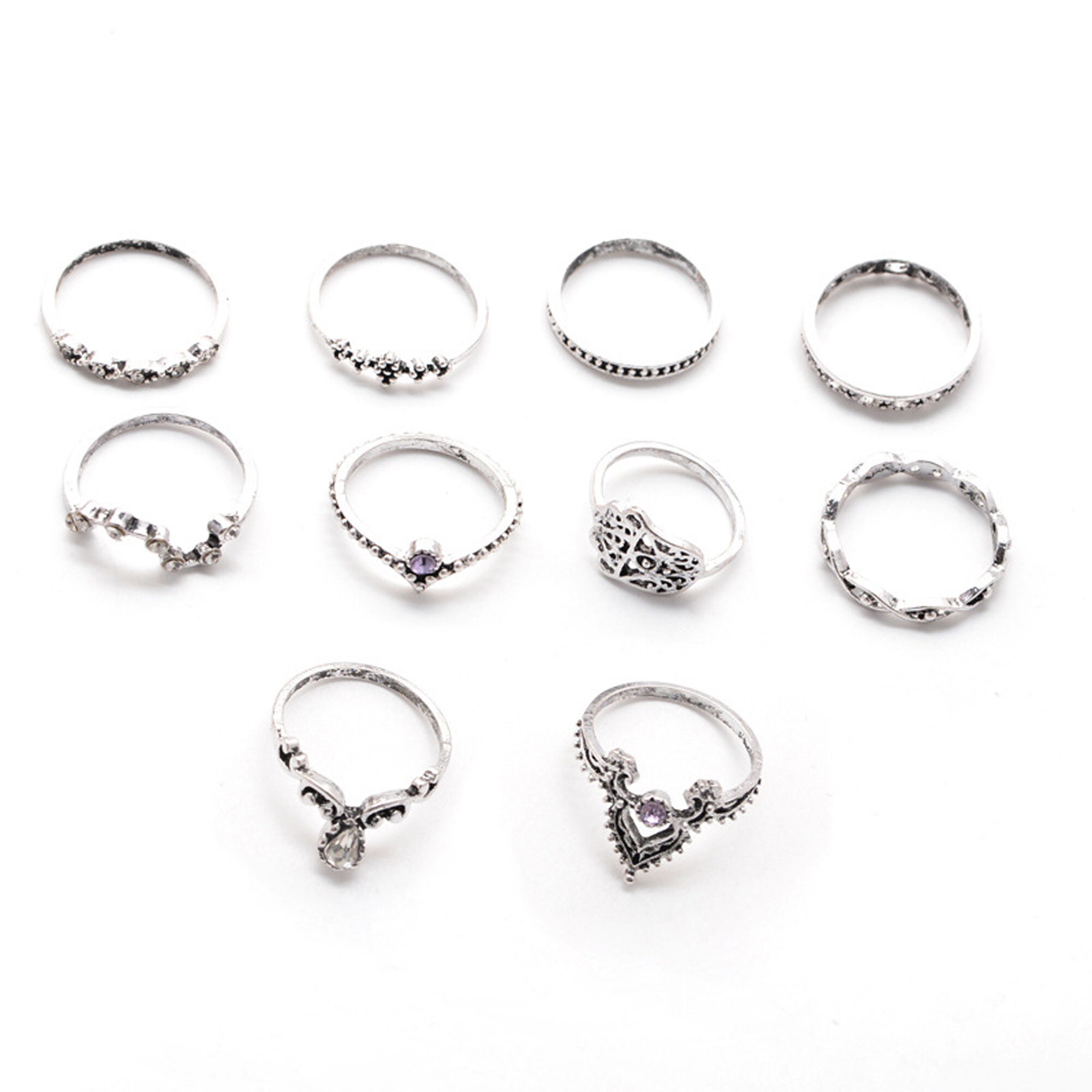 Boho Ring Set Vintage Crystal Boho Ring Set Bohemian Ring Set | Etsy