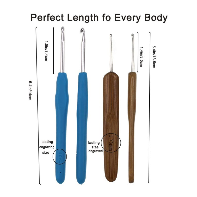 Ergonomic Crochet Hooks Set W Case 9 Pcs Rubbery Handles Hook Etsy