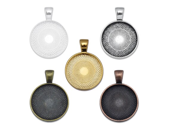 20//25//30mm Round Pendant Tray Blank Photo Frame Cameo Cabochon Base Setting 10