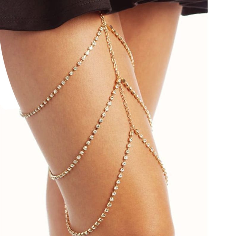 Layered Thigh Chain Thigh High Crystal Jewelry Body Jewelry Etsy