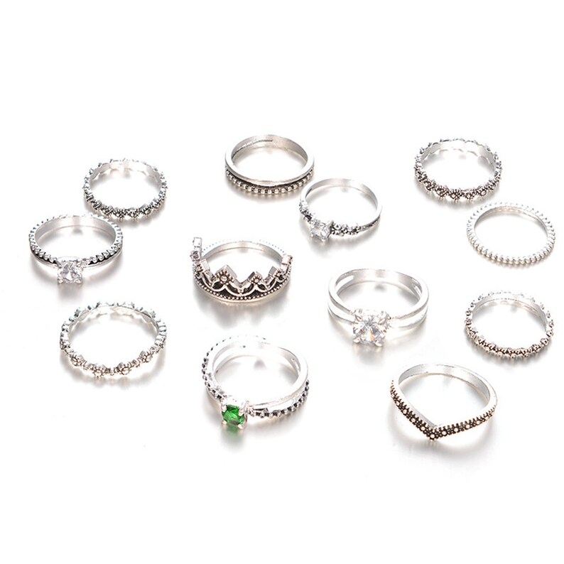 12 Piece Unique Rings Vintage Boho Ring Set Bohemian Ring Set Etsy